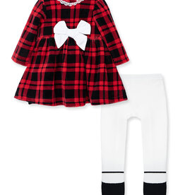 Little Me Joyful Time Plaid Dress Set & Tights
