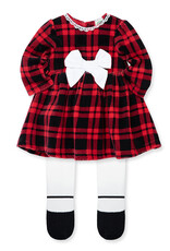 Little Me Joyful Time Plaid Dress Set & Tights
