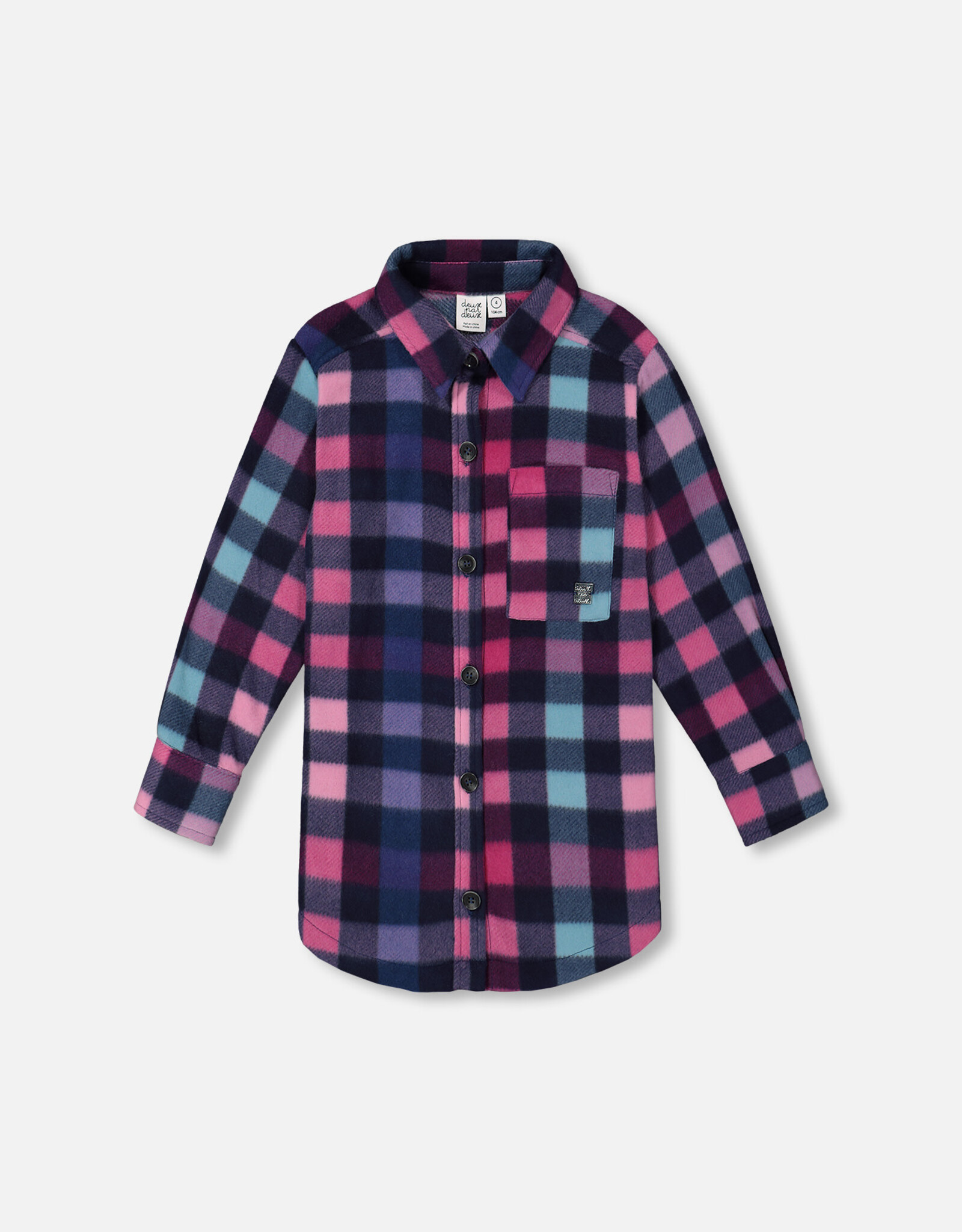 Deux Par Deux Plaid Cactus Flower Shirt with Pocket