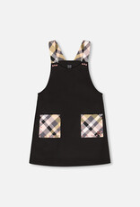 Deux Par Deux Anthracite Milano Overalls with Plaid Pockets