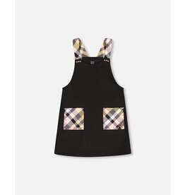 Deux Par Deux Anthracite Milano Overalls with Plaid Pockets