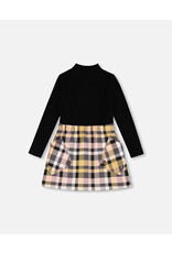 Deux Par Deux Pink Plaid Mock Neck Dress