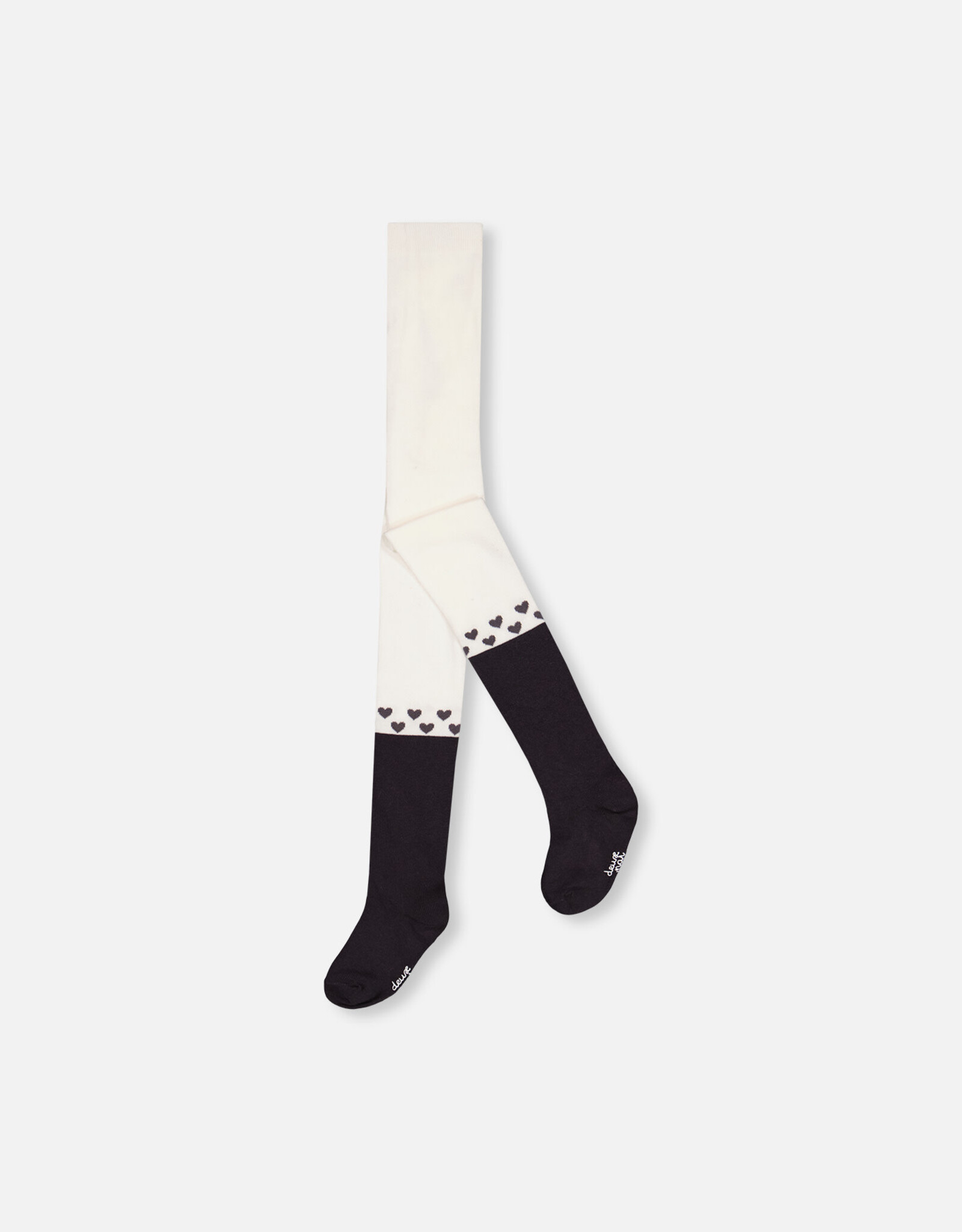Deux Par Deux Blackened Pearl Tights with Hearts