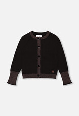 Deux Par Deux Anthracite Knitted Cardigan with Lurex Rib