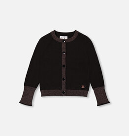 Deux Par Deux Anthracite Knitted Cardigan with Lurex Rib