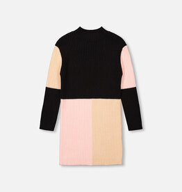 Deux Par Deux Black Color Block Sweater Dress