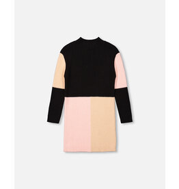 Deux Par Deux Black Color Block Sweater Dress