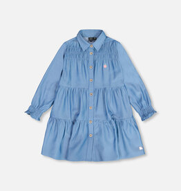 Deux Par Deux Navy Denim Chambray Dress
