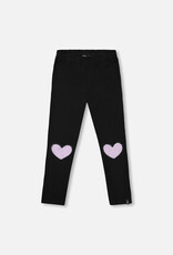 Deux Par Deux Anthracite Stretch Legging with Heart Knee