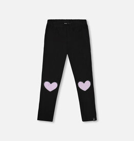 Deux Par Deux Anthracite Stretch Legging with Heart Knee