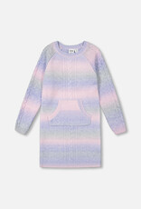 Deux Par Deux Fuschia Pink Color Gradient Sweater Dress with Kangaroo Pocket