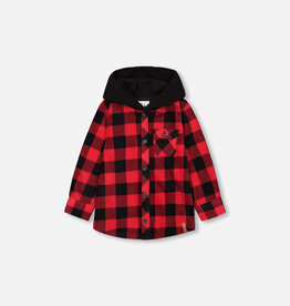 Deux Par Deux Red Light Polar Lumberjack Hooded Shirt