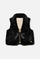 Deux Par Deux Anthracite Faux Fur Vest With Shawl Collar