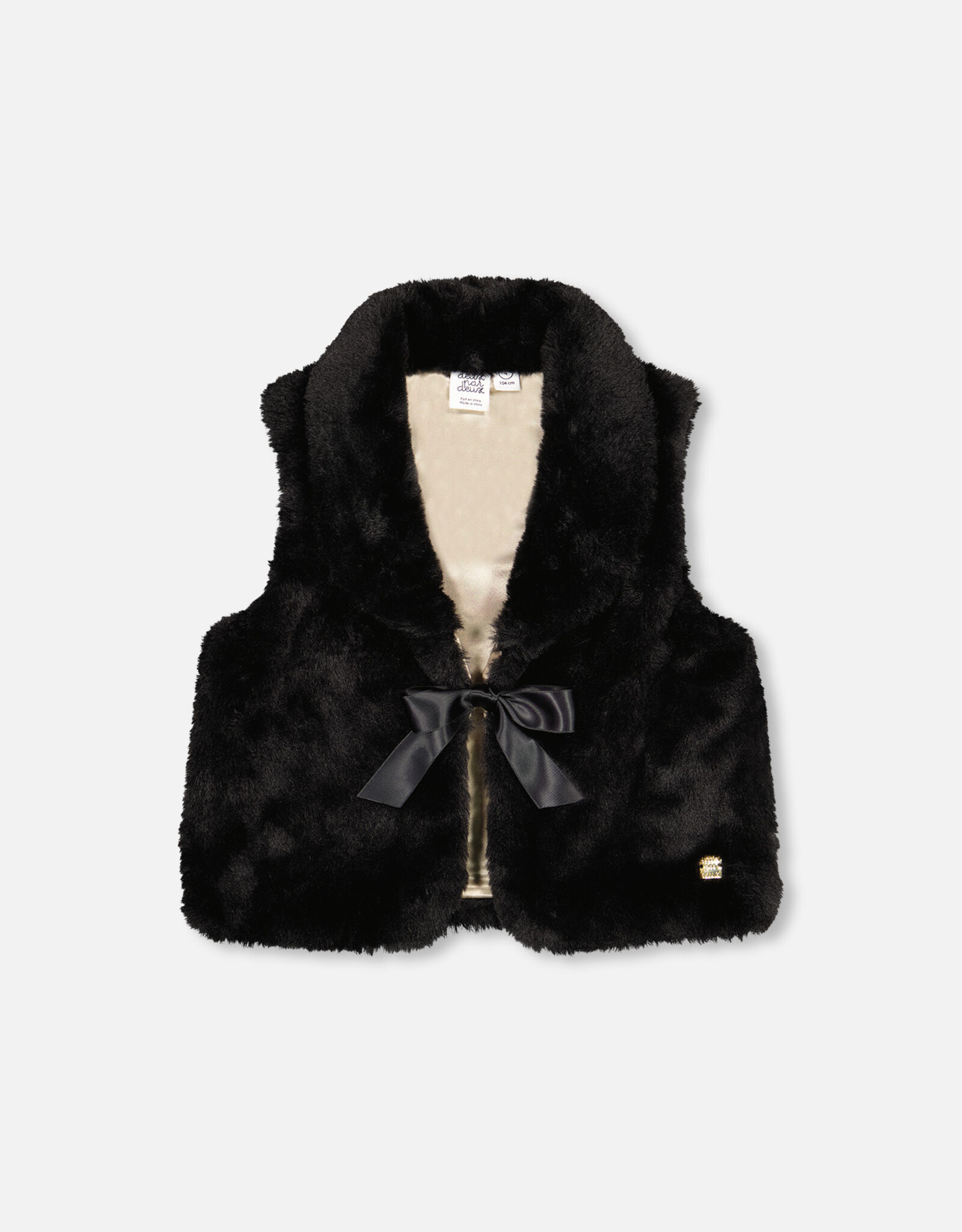 Deux Par Deux Anthracite Faux Fur Vest With Shawl Collar
