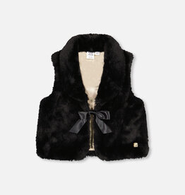 Deux Par Deux Anthracite Faux Fur Vest With Shawl Collar