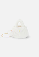 Deux Par Deux Off White Faux Fur Pompon Bag