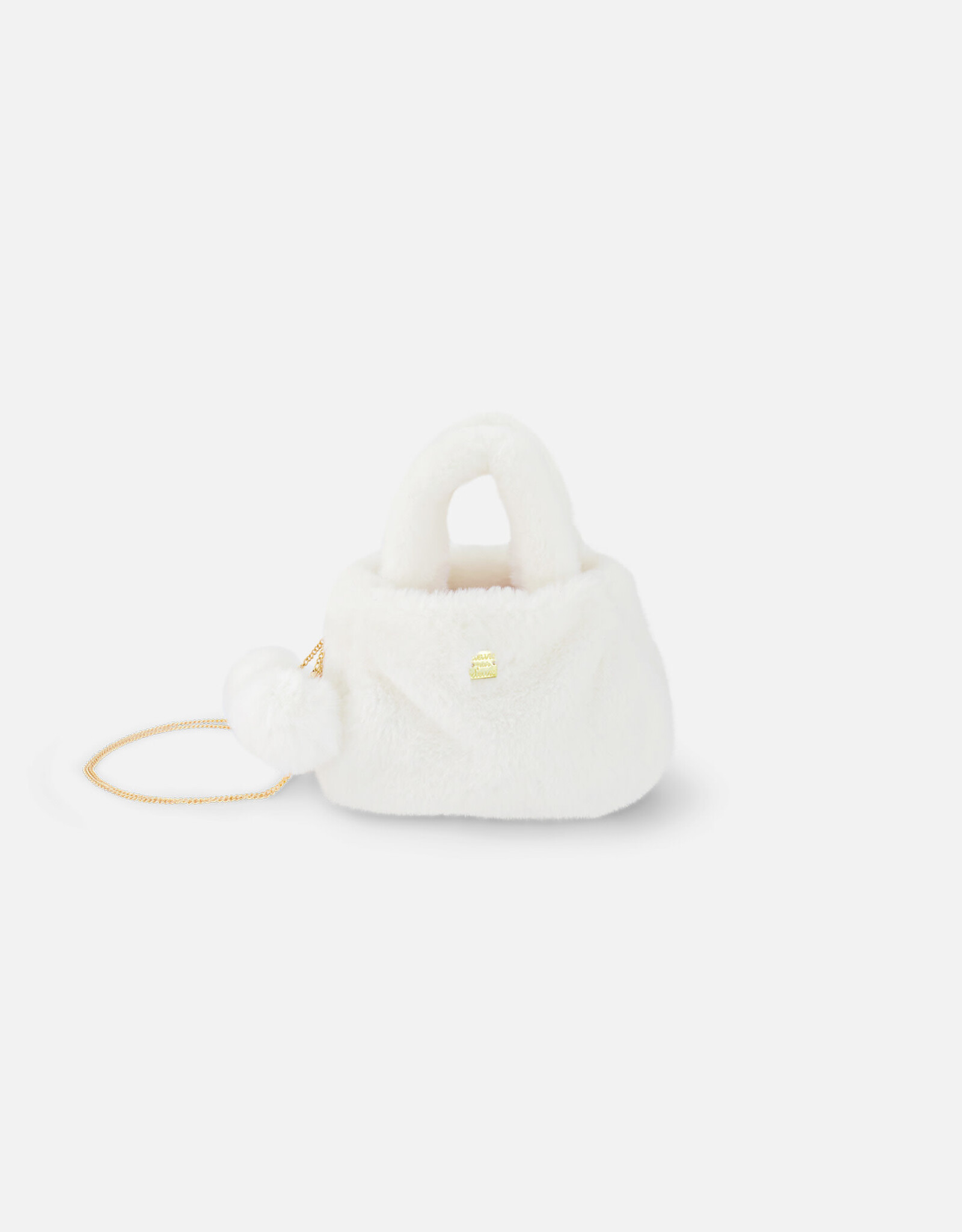 Deux Par Deux Off White Faux Fur Pompon Bag