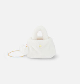 Deux Par Deux Off White Faux Fur Pompon Bag