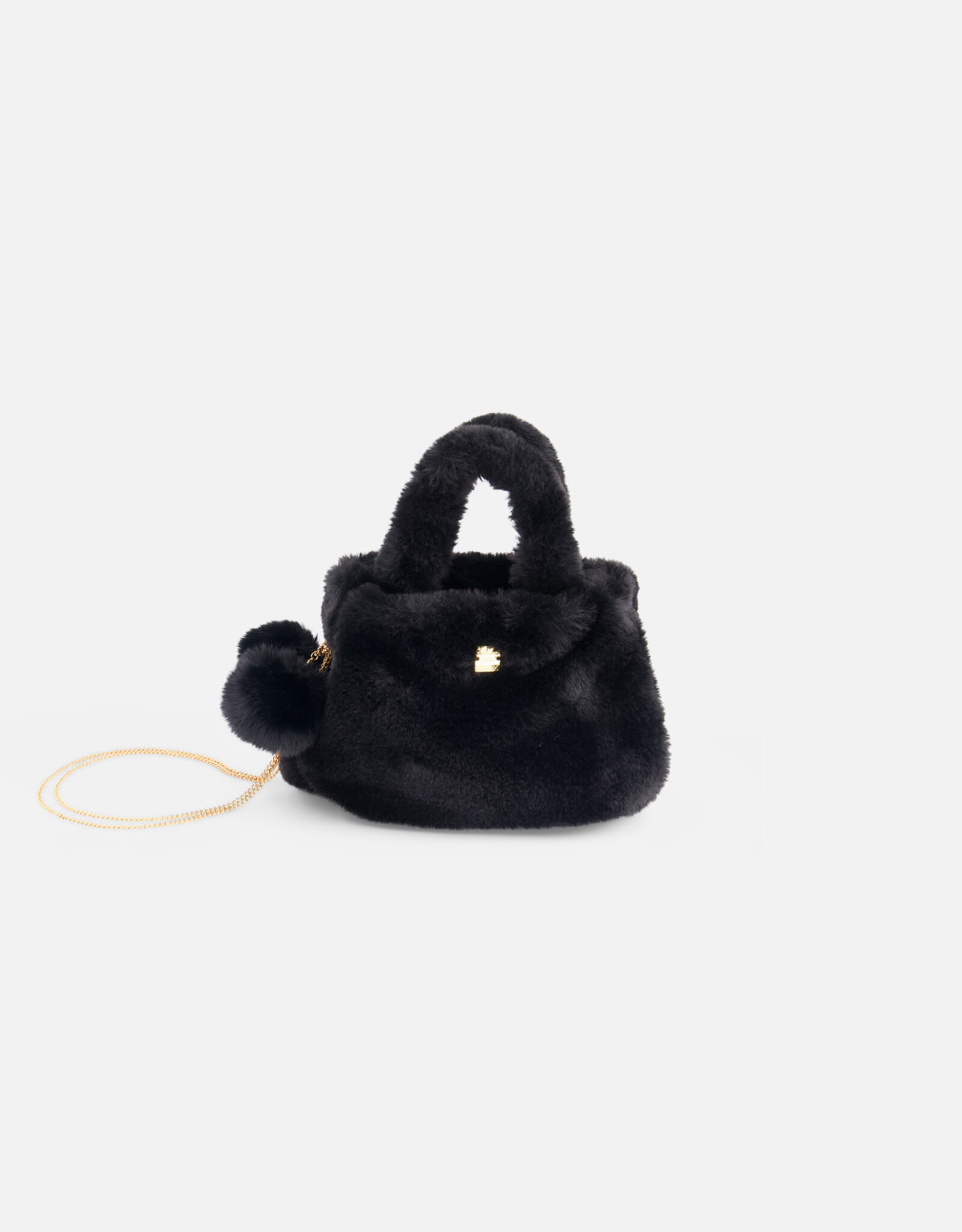 Deux Par Deux Anthracite Faux Fur Pompon Bag