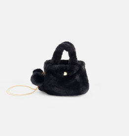 Deux Par Deux Anthracite Faux Fur Pompon Bag