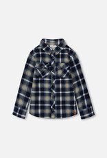 Deux Par Deux Black Iris Light Polar Plaid Shirt