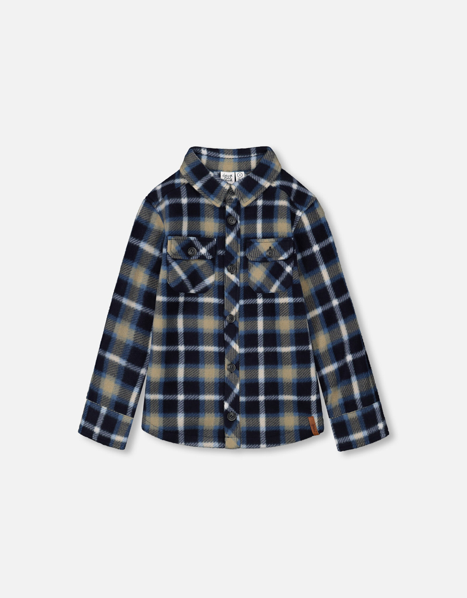 Deux Par Deux Black Iris Light Polar Plaid Shirt
