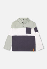 Deux Par Deux Iceberg Green Color Block Polo