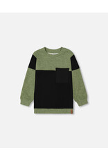 Deux Par Deux Dark Ivy Color Block Shirt w/Pocket