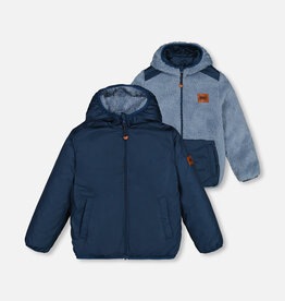 Deux Par Deux Majolica Blue Reversible Jacket