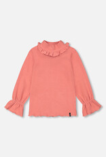 Deux Par Deux Terracotta Rib Mock Neck Long Sleeve