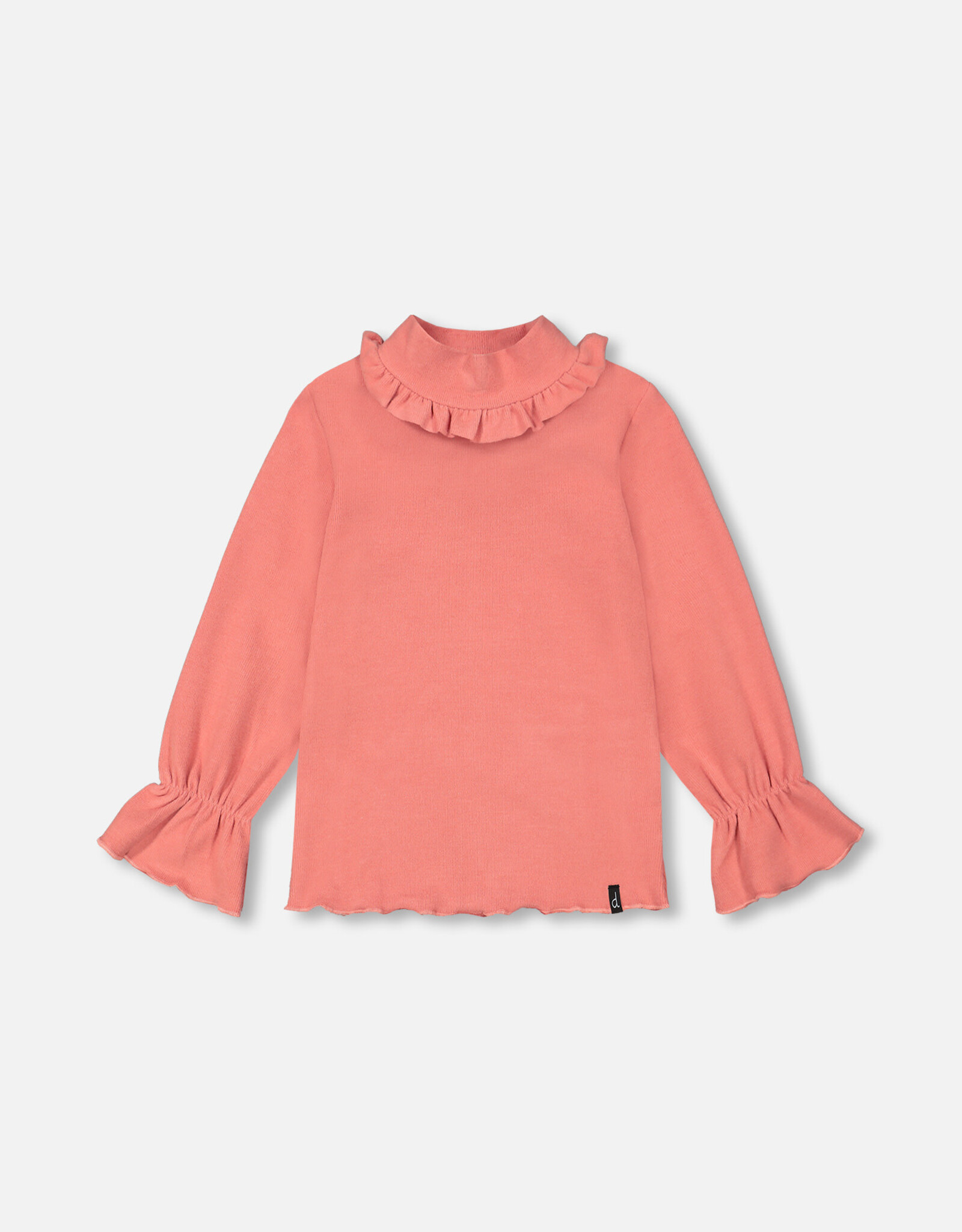 Deux Par Deux Terracotta Rib Mock Neck Long Sleeve