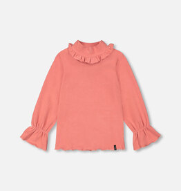 Deux Par Deux Terracotta Rib Mock Neck Long Sleeve