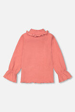 Deux Par Deux Terracotta Rib Mock Neck Long Sleeve