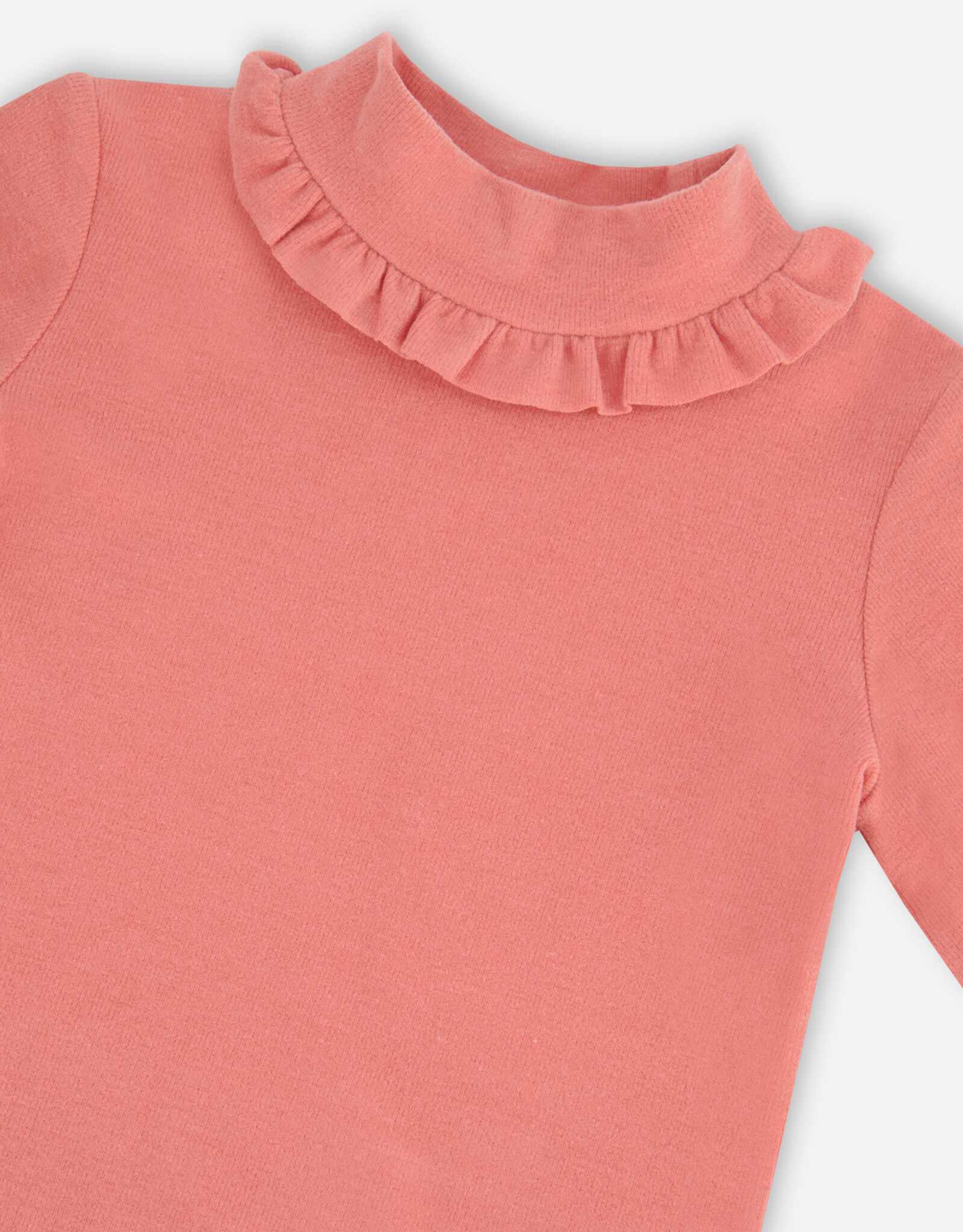 Deux Par Deux Terracotta Rib Mock Neck Long Sleeve