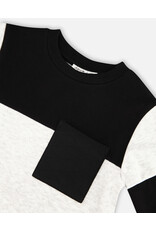 Deux Par Deux Anthracite Color Block Shirt w/Pocket