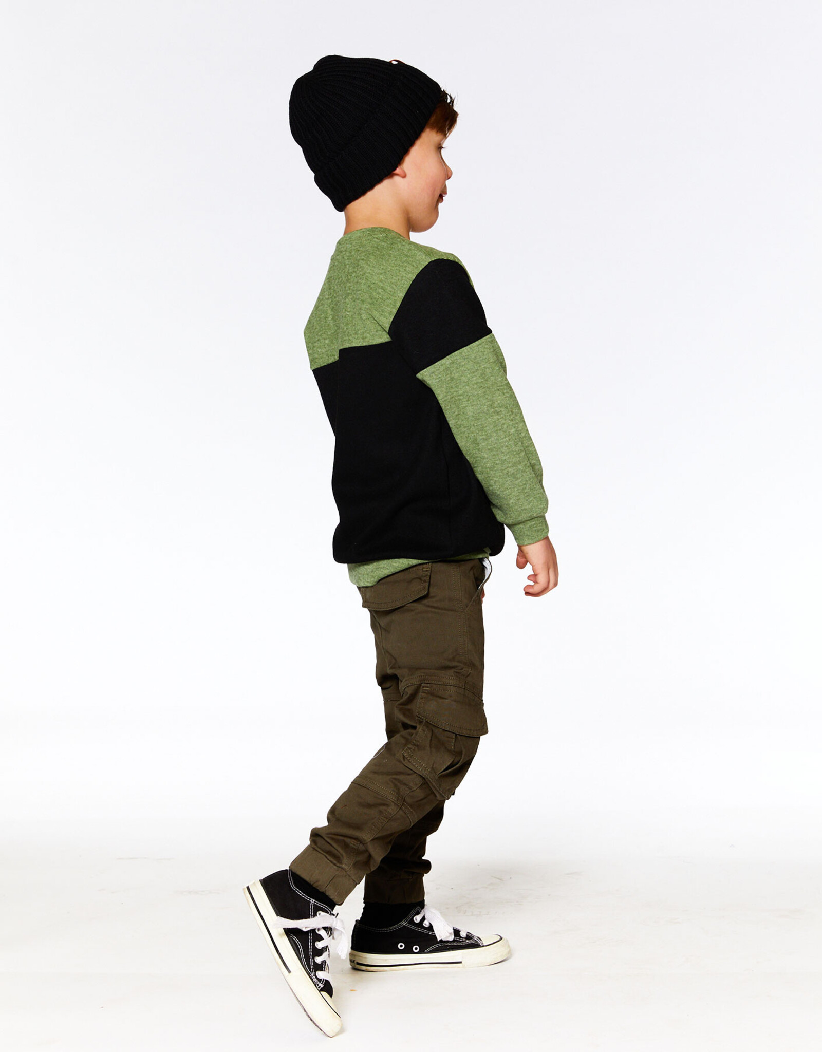 Deux Par Deux Dark Ivy Color Block Shirt w/Pocket