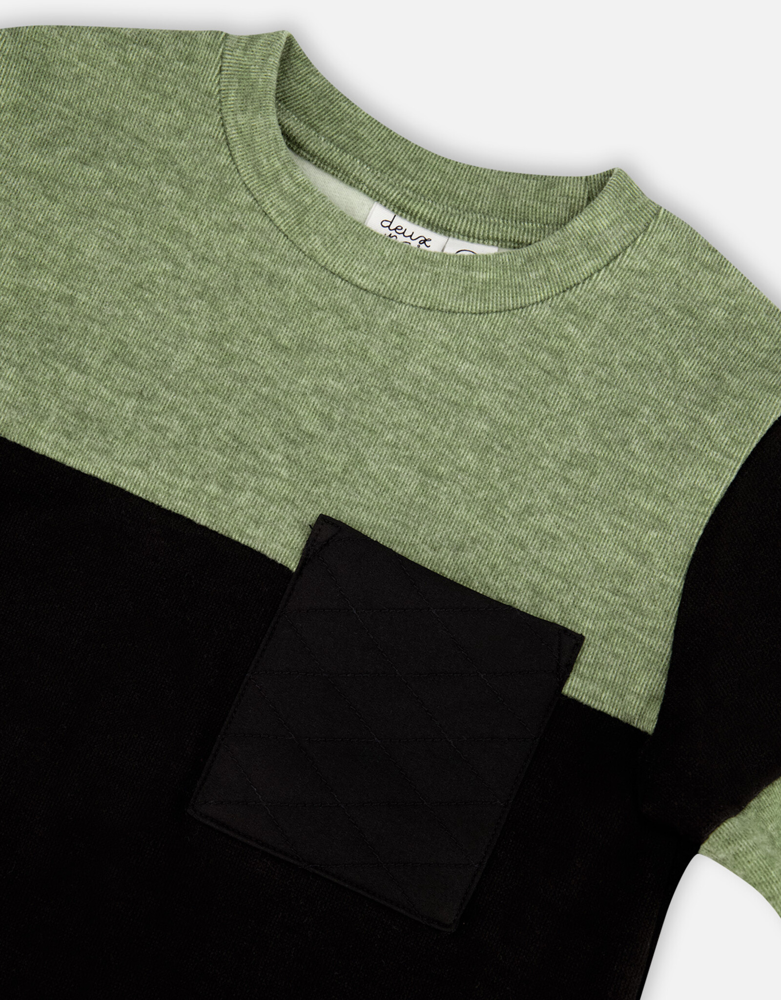 Deux Par Deux Dark Ivy Color Block Shirt w/Pocket