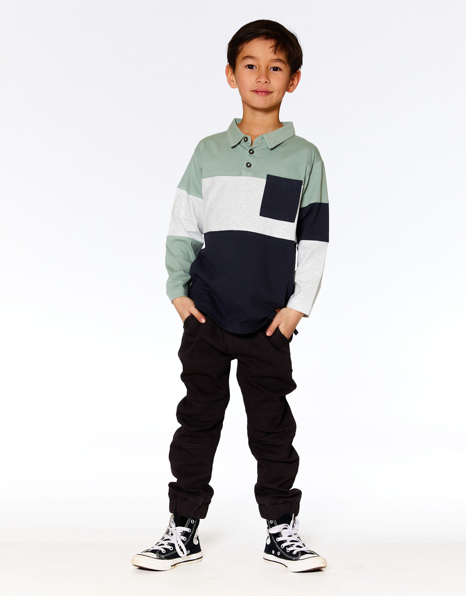 Deux Par Deux Iceberg Green Color Block Polo