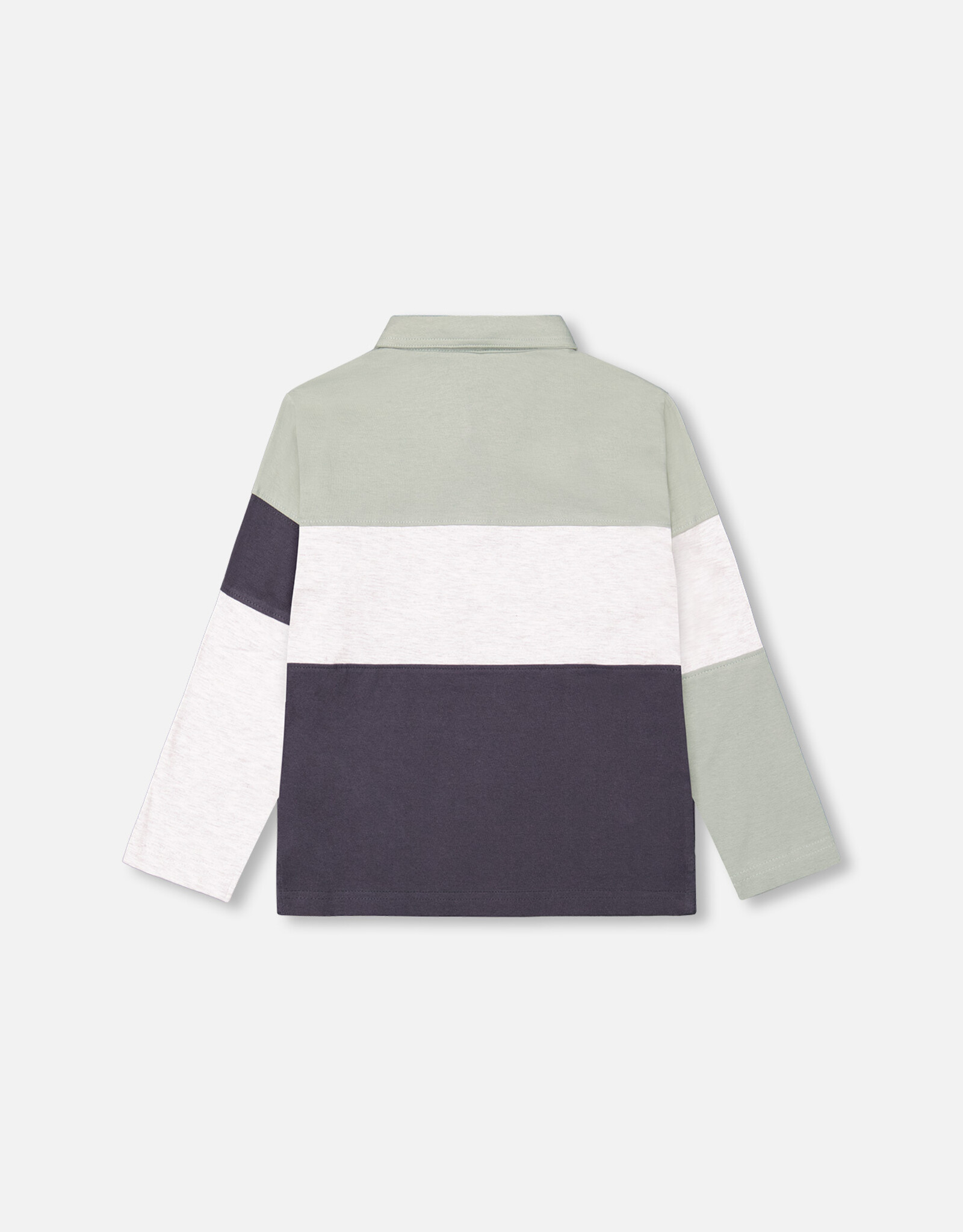 Deux Par Deux Iceberg Green Color Block Polo