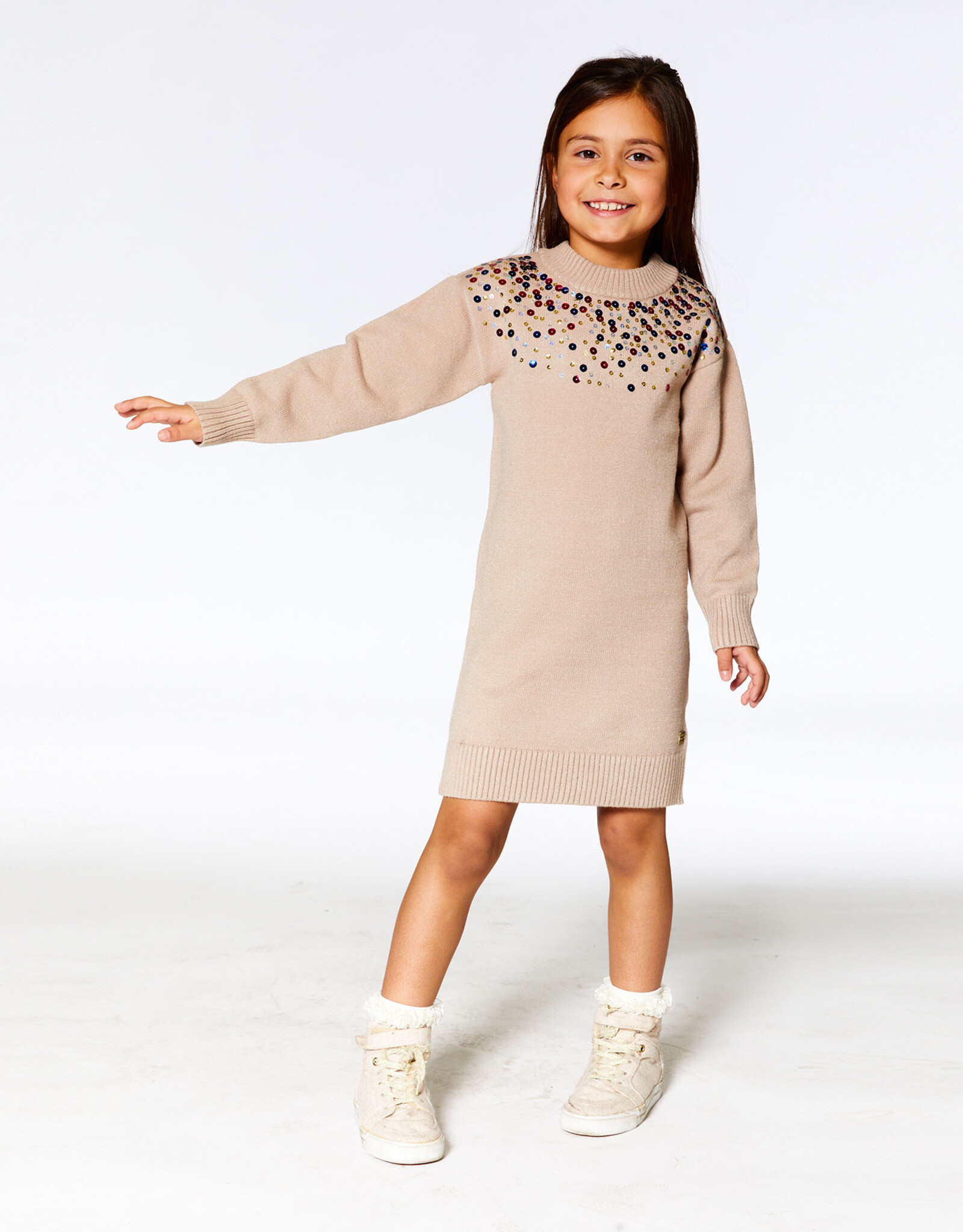 Deux Par Deux Cement Knit Dress with Sequins