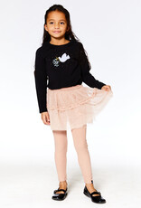 Deux Par Deux Anthracite Long Sleeve Top With Frills & Print
