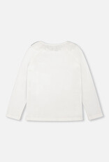 Deux Par Deux Off White Long Sleeve Top With Frills & Print