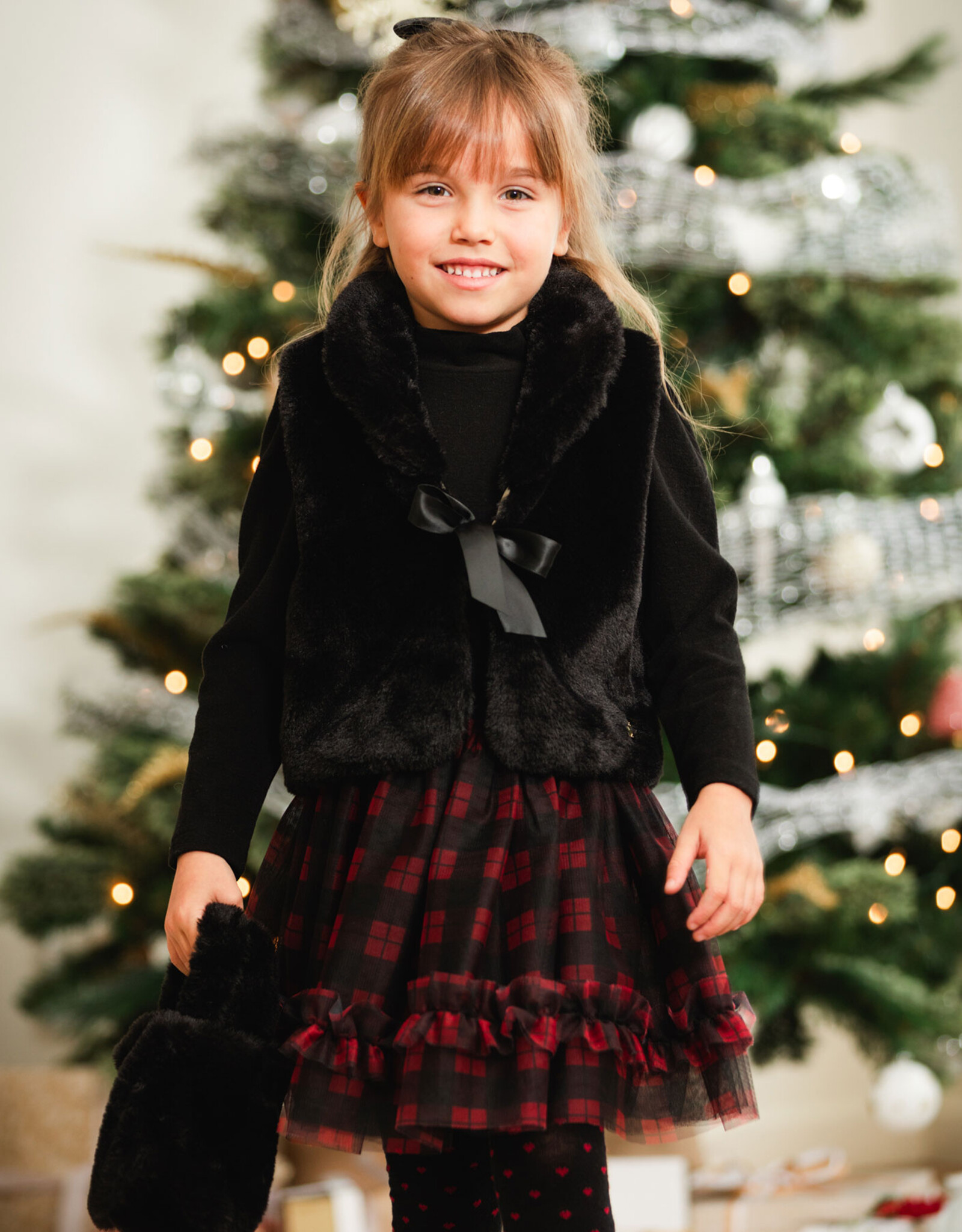 Deux Par Deux Anthracite Faux Fur Vest With Shawl Collar