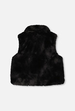 Deux Par Deux Anthracite Faux Fur Vest With Shawl Collar