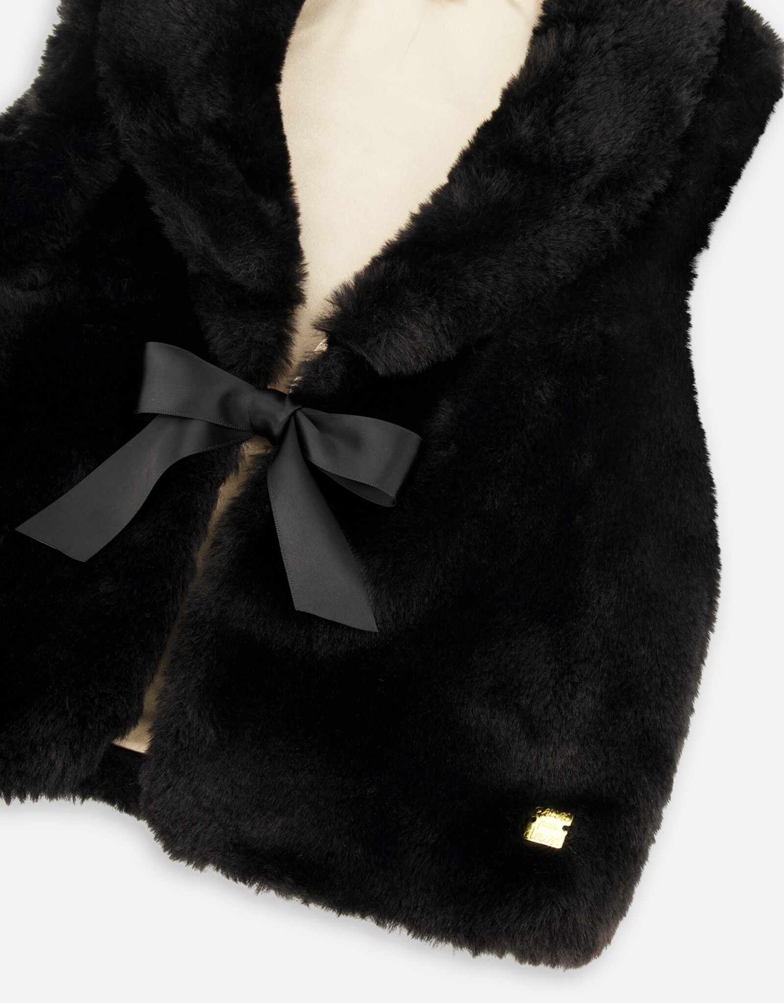 Deux Par Deux Anthracite Faux Fur Vest With Shawl Collar