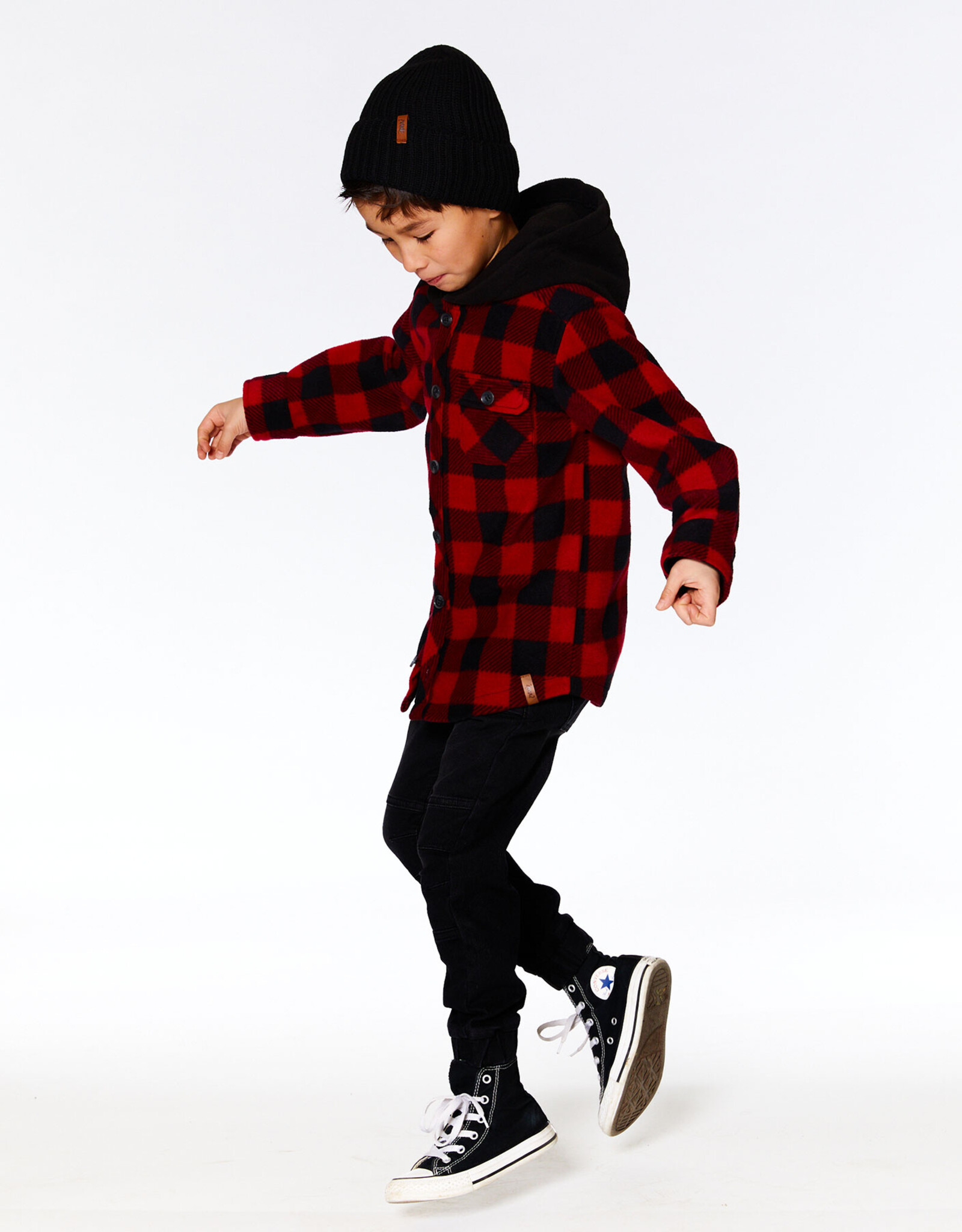 Deux Par Deux Red Light Polar Lumberjack Hooded Shirt
