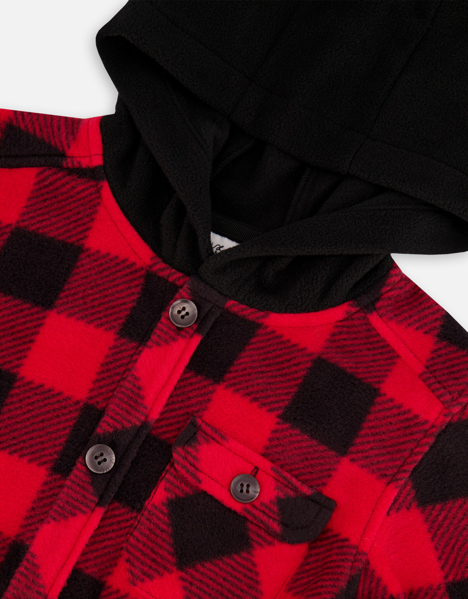 Deux Par Deux Red Light Polar Lumberjack Hooded Shirt