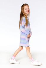 Deux Par Deux Fuschia Pink Color Gradient Sweater Dress with Kangaroo Pocket