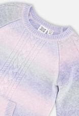 Deux Par Deux Fuschia Pink Color Gradient Sweater Dress with Kangaroo Pocket
