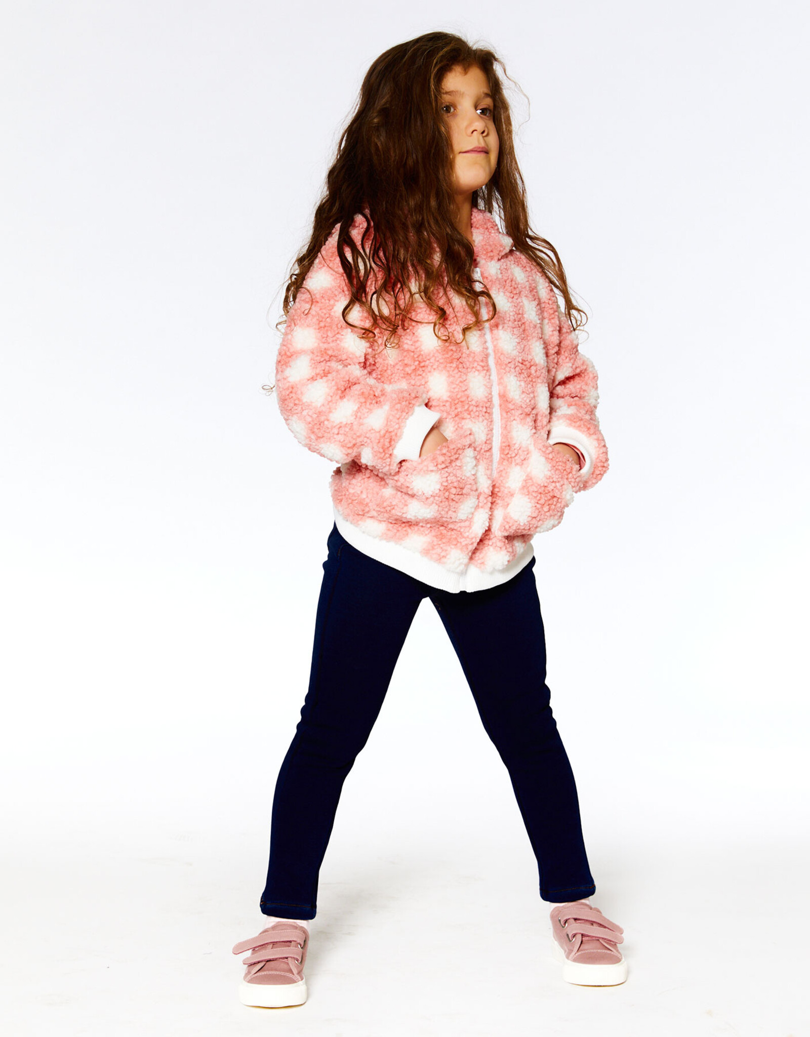 Deux Par Deux Plaid Terra Cotta Plush Full Zip Hooded Jacket With Pockets
